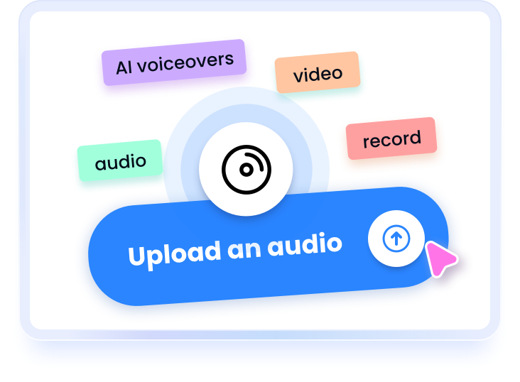 Add voice with your audio or
 our AI voiceovers